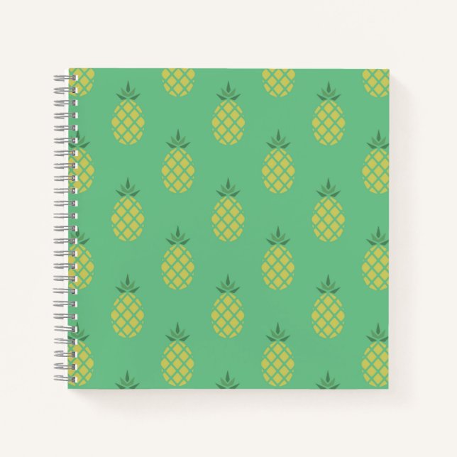 Carnet Motif géométrique de l'ananas sur fond vert (Devant)