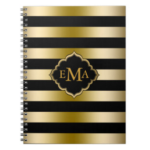 Carnet Motif géométrique des bandes d'or monogrammes