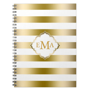 Carnet Motif géométrique des bandes d'or monogrammes