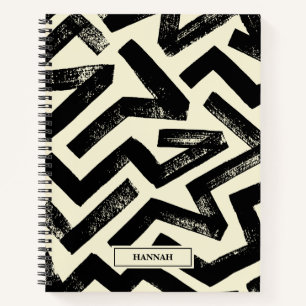 Carnet Motif géométrique des lignes de brosse noire Per