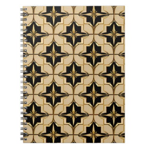 Carnet Motif Géométrique Élégant Or et Noir