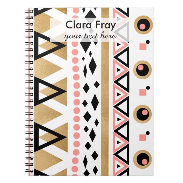 Carnet motif géométrique en or aztèque moderne (Devant)