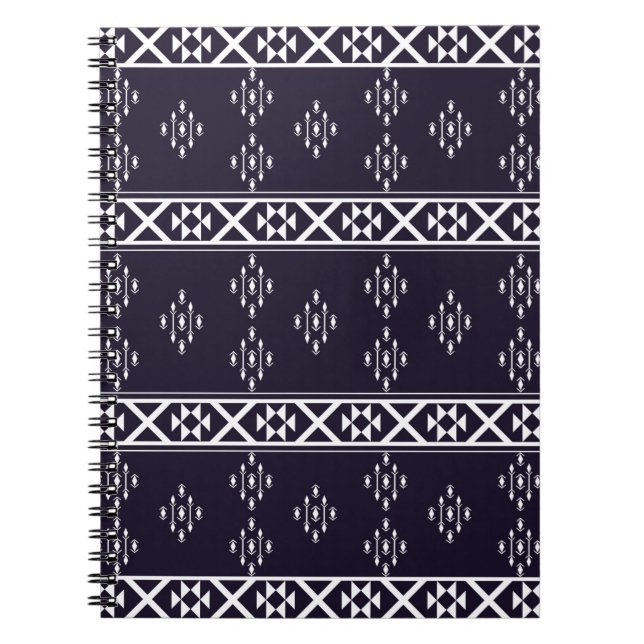 Carnet motif géométrique ethnique Abstrait Design bleu ar (Devant)