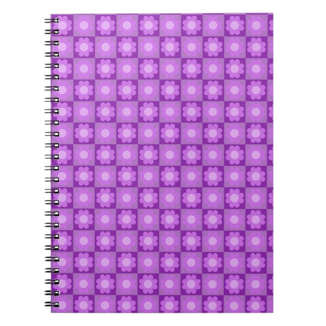 Carnet Motif géométrique floral pourpre (Devant)