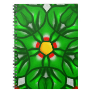Carnet Motif géométrique floral vert