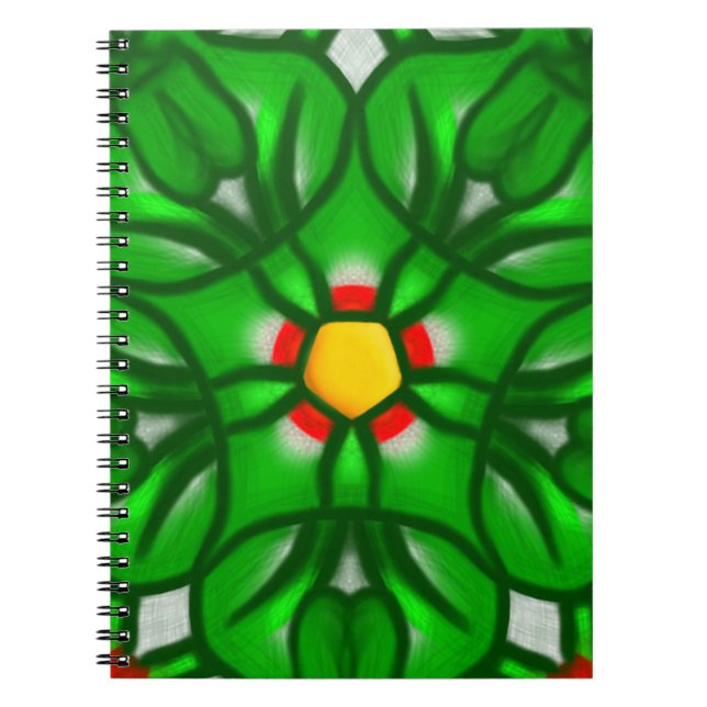 Carnet Motif géométrique floral vert (Devant)