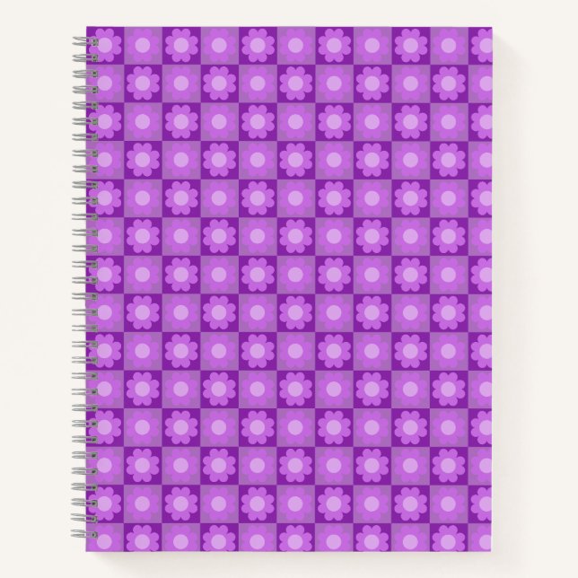 Carnet Motif géométrique floral violet (Devant)