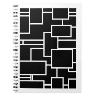 Carnet Motif géométrique minimaliste en blocs noir et bla