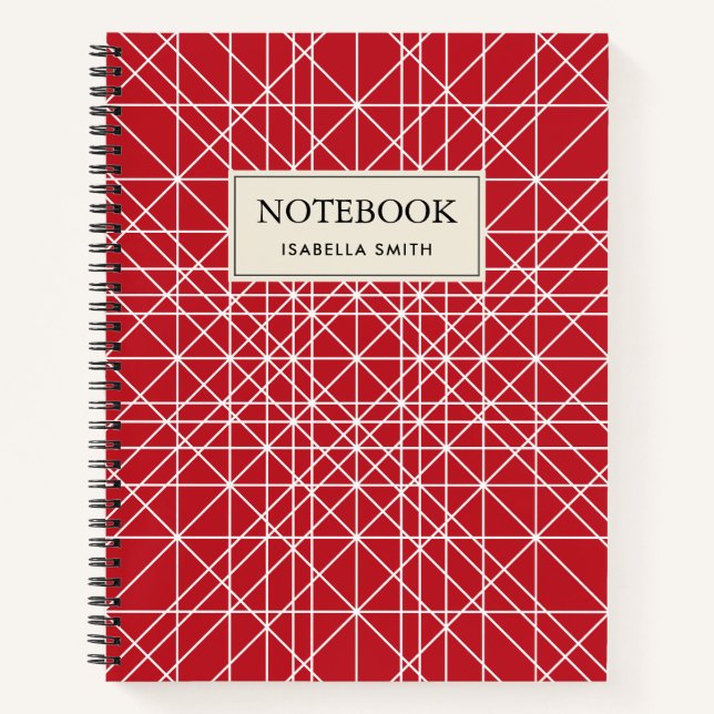 Carnet Motif Géométrique Miroku Rouge et blanc (Devant)