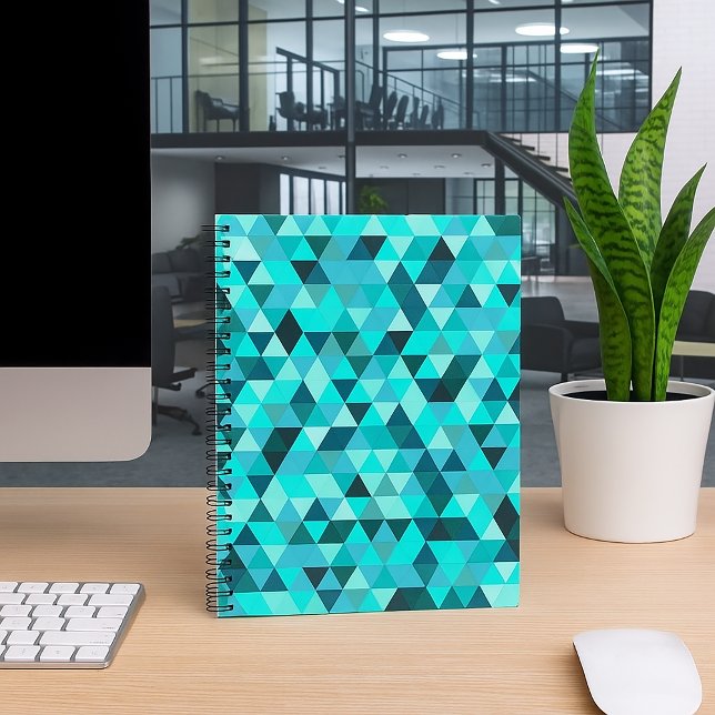 Carnet Motif géométrique moderne de triangles sarcelle tu (Modern Teal Turquoise Geometric Triangles Pattern Notebook)
