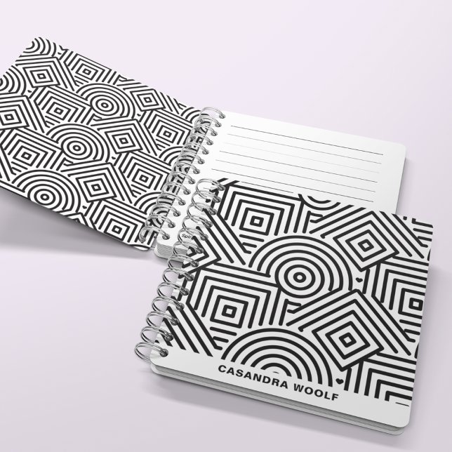 Carnet Motif géométrique moderne noir et blanc (Créateur téléchargé)
