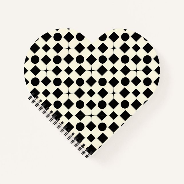 Carnet Motif géométrique noir et blanc avec cercles (Devant)