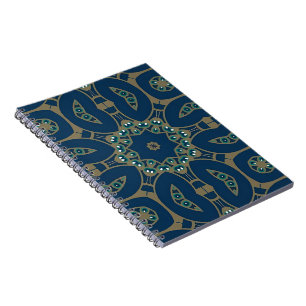 Carnet Motif géométrique octogonal bleu marine et or
