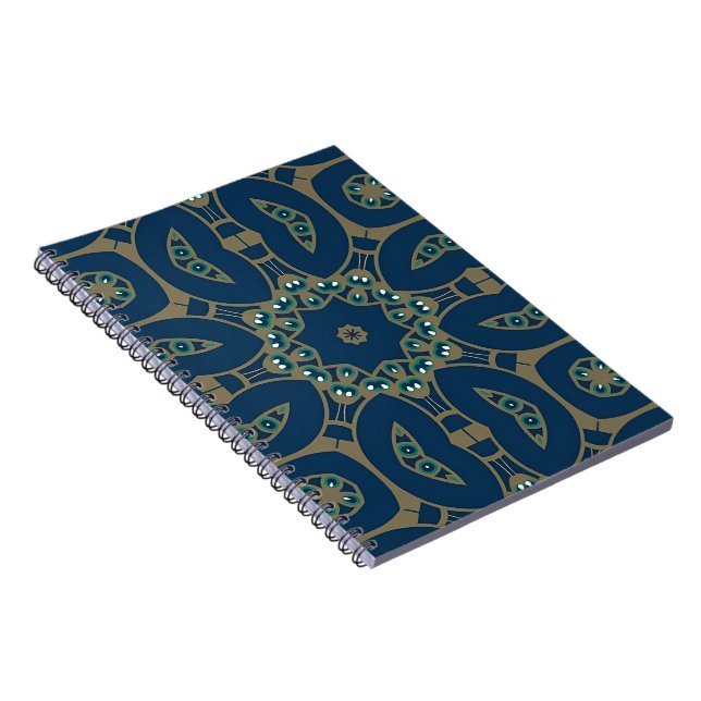 Carnet Motif géométrique octogonal bleu marine et or (Côté Droit)