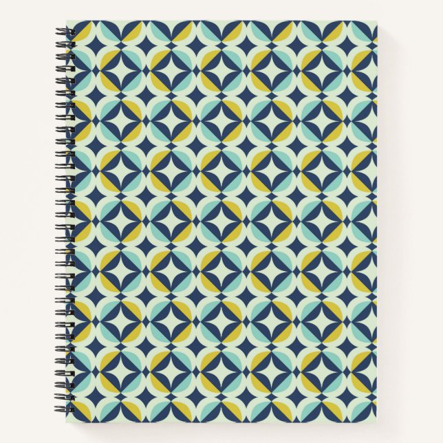 Carnet Motif géométrique Or et bleu (Devant)
