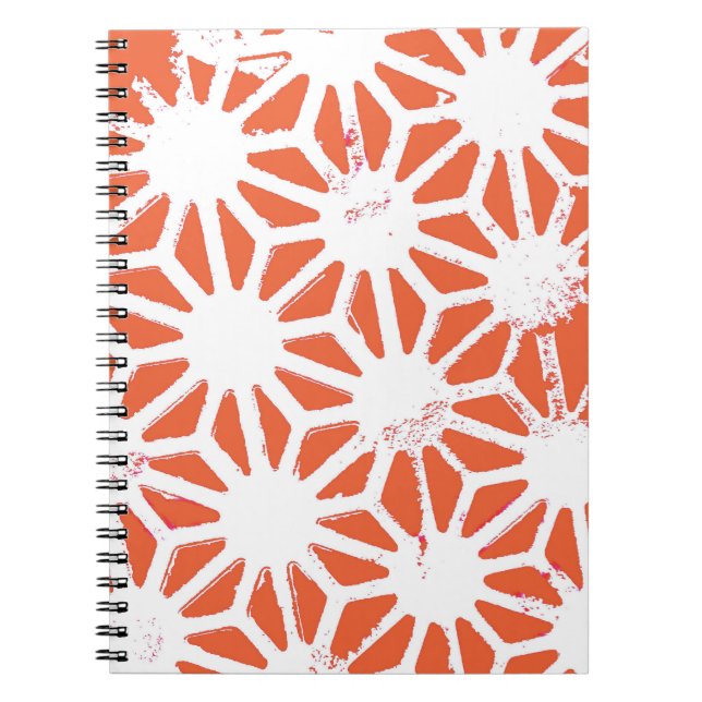 Carnet Motif géométrique orange et blanc (Devant)