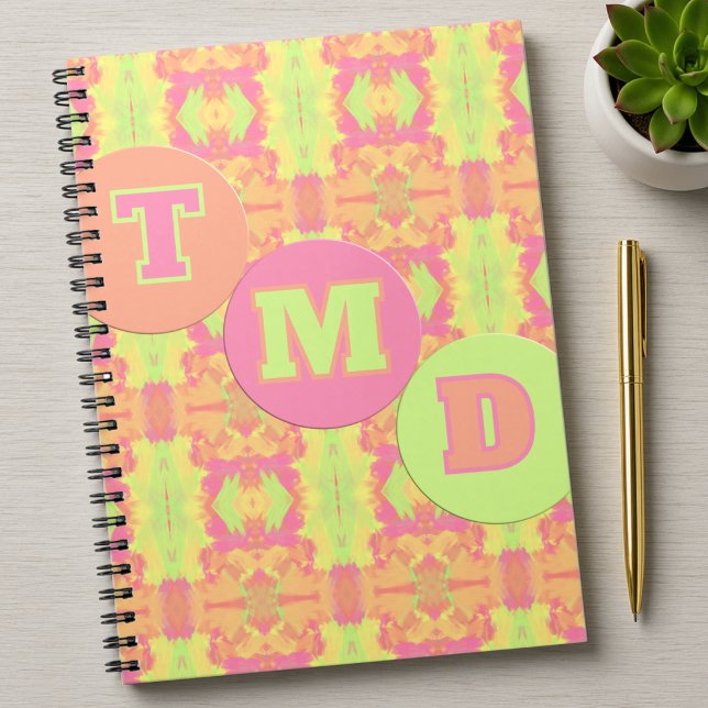 Carnet Motif géométrique pastel avec cercles (Pastel circle notebook with initials TMD that you can change. Soft, playful, and girly style.)