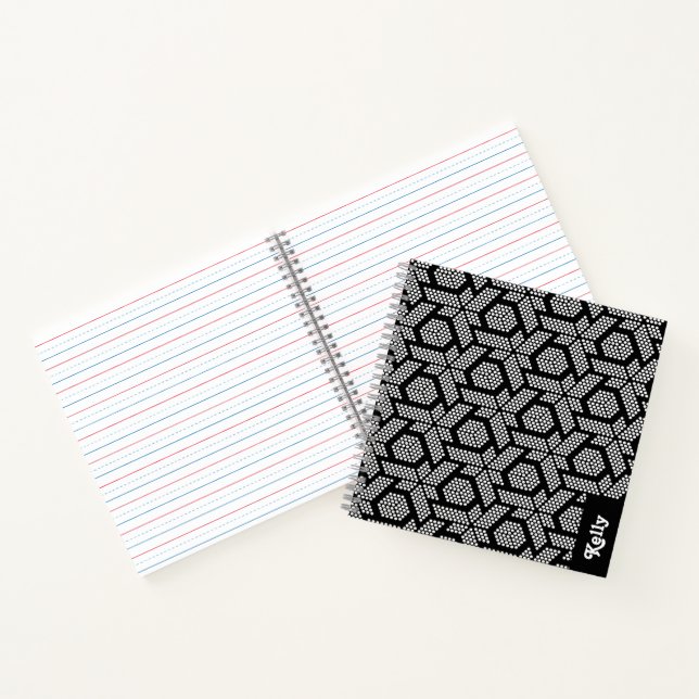 Carnet Motif géométrique pointillé noir et blanc (Intérieur)