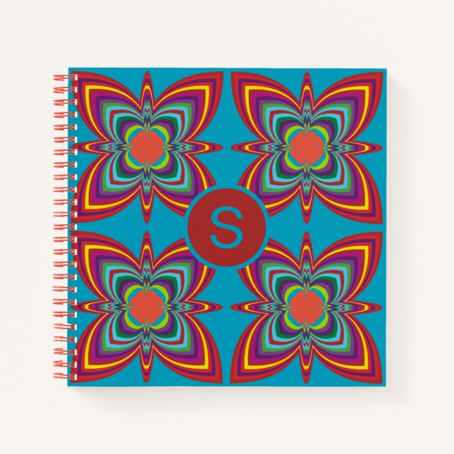 Carnet Motif géométrique psychédélique coloré en monogram (Devant)