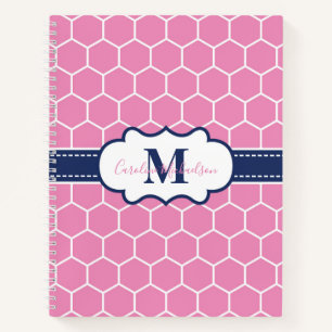 Carnet Motif géométrique rose et marine