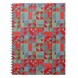 Carnet Motif géométrique rouge, gris et vert.
