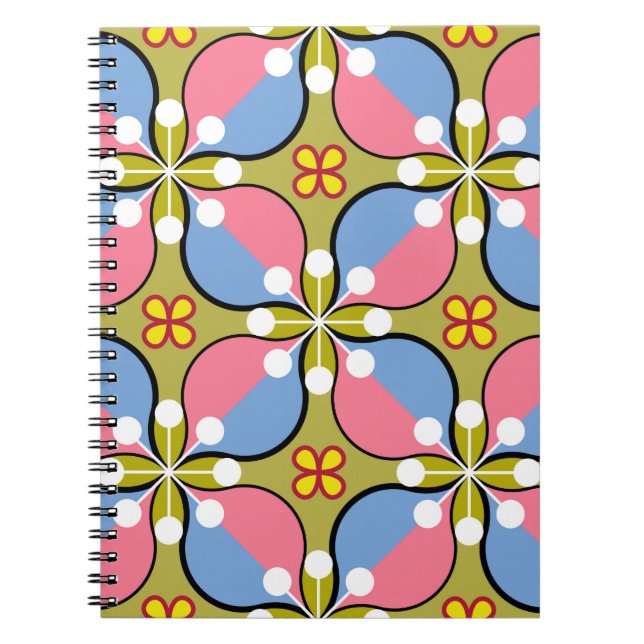 Carnet Motif géométrique sans couture avec fleurs (Devant)