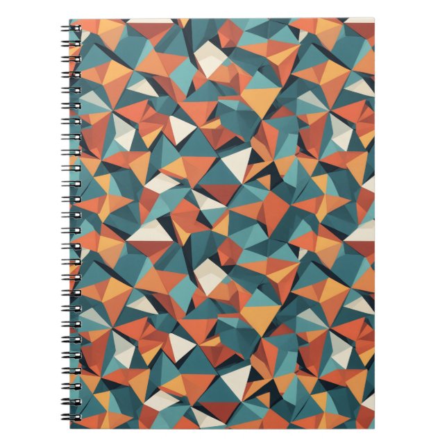 Carnet Motif géométrique sarcelle et orange du milieu du  (Devant)