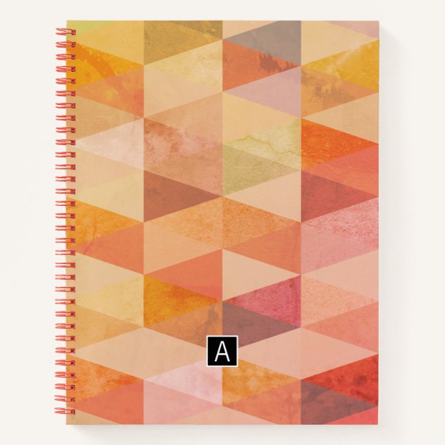 Carnet Motif géométrique Triangle doux | Monogrammé (Devant)