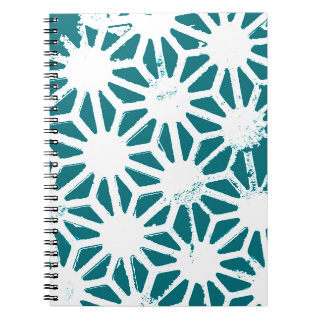 Carnet motif géométrique turquoise et blanc (Devant)