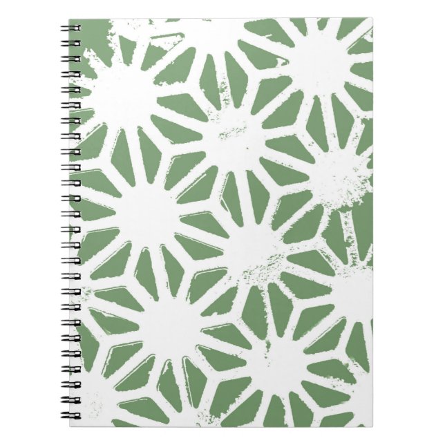 Carnet Motif géométrique vert et blanc olive (Devant)