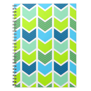 Carnet Motif géométrique vert et bleu moderne de Chevron