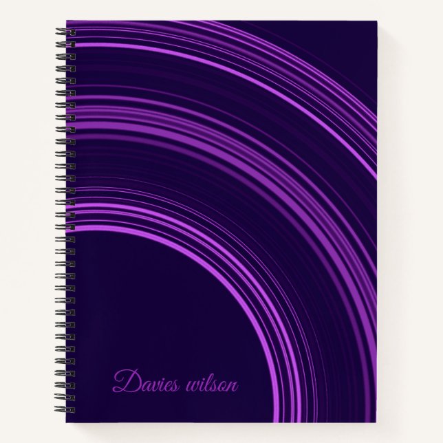 Carnet Motif géométrique violet chic monogramme nom (Devant)