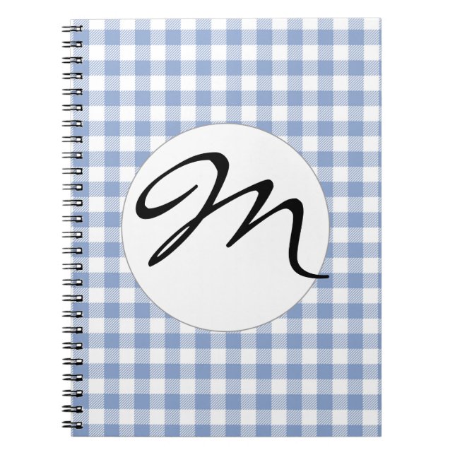 Carnet Motif Gingham Bleu Clair Imprimé Carreaux Classiqu (Devant)