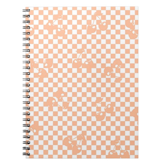 Carnet Motif Gingham Cerise Fuzz pêche (Devant)