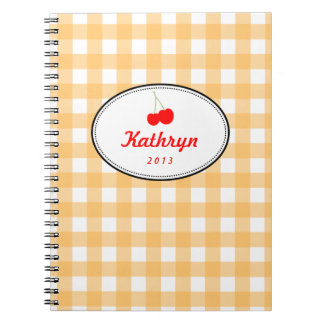 Carnet Motif gingham de pays orange rouge cerise personne