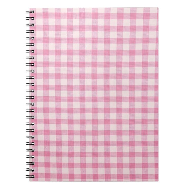 Carnet Motif Gingham Rose Bébé (Devant)
