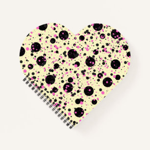 Carnet Motif Glamour à pois rose et noir