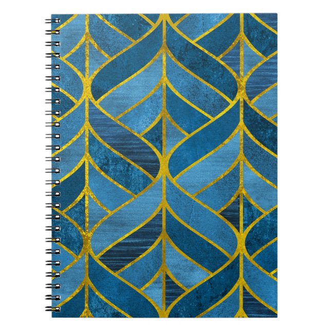 Carnet Motif Gold Blue Grunge (Devant)