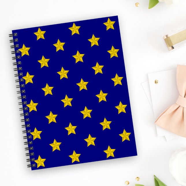 Carnet Motif Gold Stars, Bleu Marine, Exclusive (Créateur téléchargé)