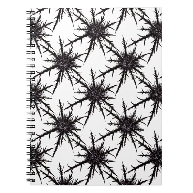 Carnet Motif gothique noir et blanc chardon Halloween (Devant)