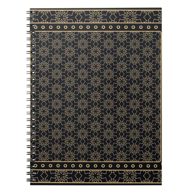 Carnet Motif graphique abstrait noir et or. Géométrique (Devant)