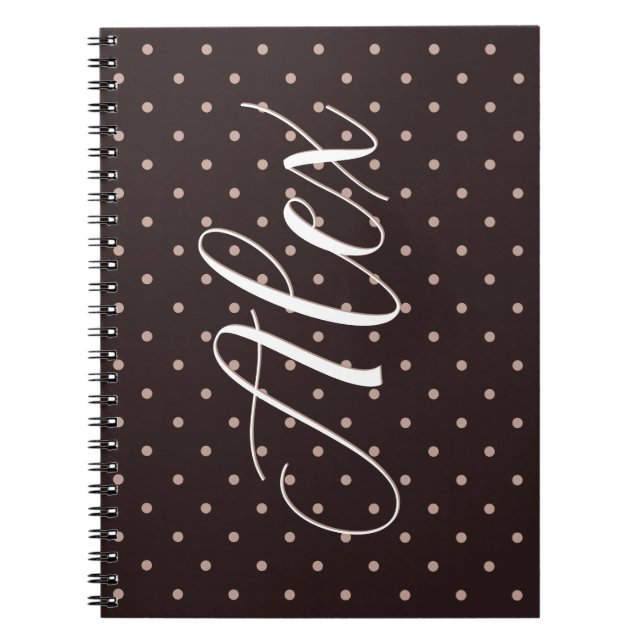 Carnet Motif graphique classique marron boho à pois (Devant)