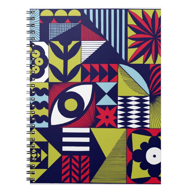 Carnet Motif graphique de style scandinave ou rétro. Main (Devant)