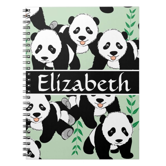 Carnet Motif graphique d'ours panda à personnaliser (Devant)