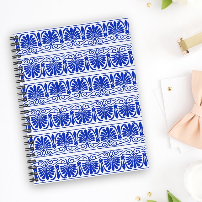 Carnet Motif grec méditerranéen bleu (Créateur téléchargé)