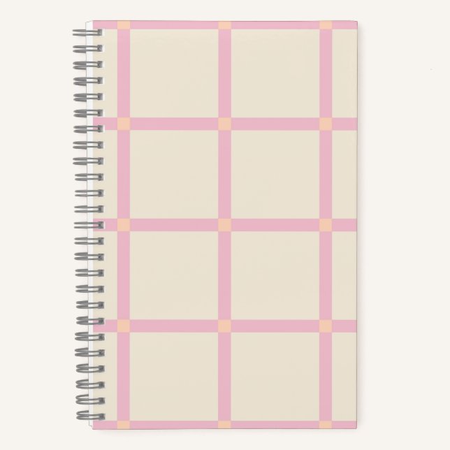 Carnet Motif Grille Beige et Rose Clair (Recto)