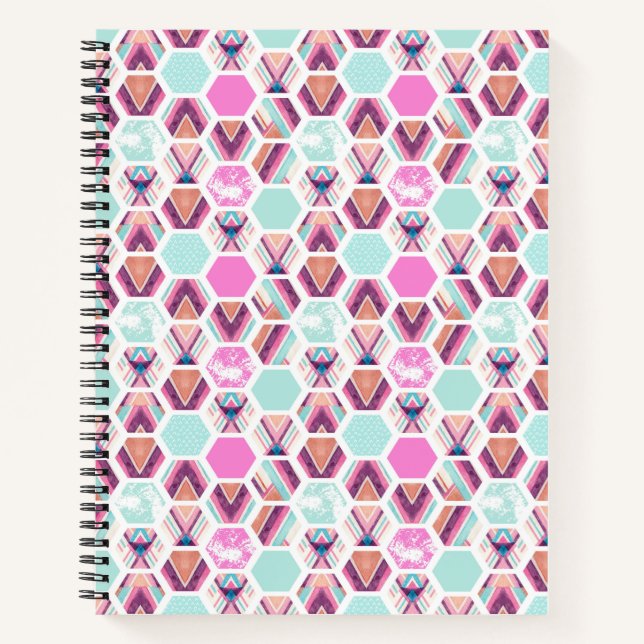 Carnet Motif Hexagon aquarelle (Devant)