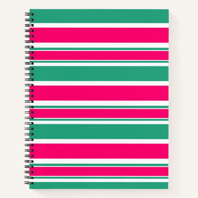 Carnet Motif horizontal rayé rouge-vert (Devant)