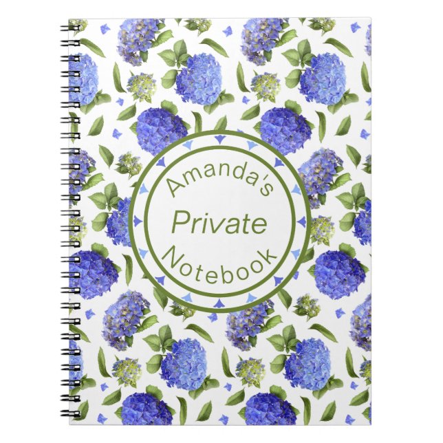 Carnet Motif Hydrangea Bleue (Devant)