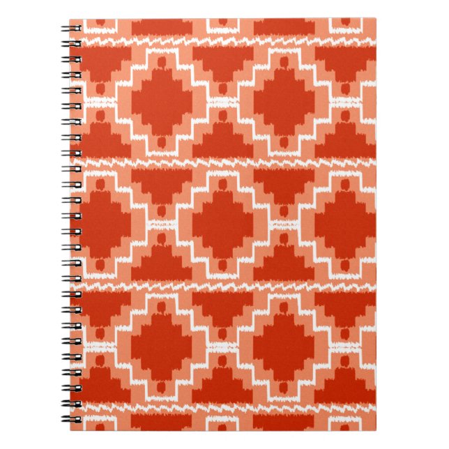 Carnet Motif Ikat Aztec - Rouille, Orange et blanc (Devant)
